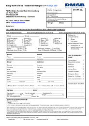 Entry form DMSB - Nationale Rallyes A + Rallye 200