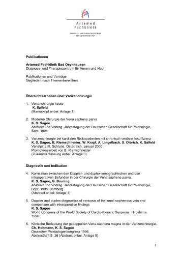 Publikationen Artemed Fachklinik Bad Oeynhausen Diagnose- und ...