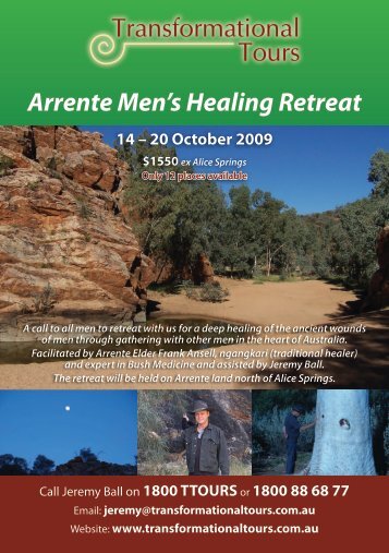 Arrente Men's Healing Retreat - A5 Flier - Transformational Tours