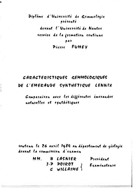 CaractÃ©ristiques de l'Ã©meraude synthÃ©tique LENNIX ... - GemNantes