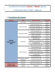 Formations de Licence - UniversitÃ© Amar Telidji Laghouat
