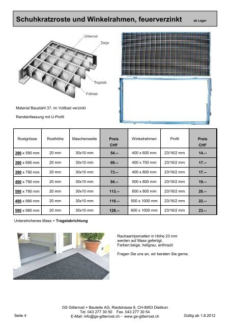 Preisliste 2012