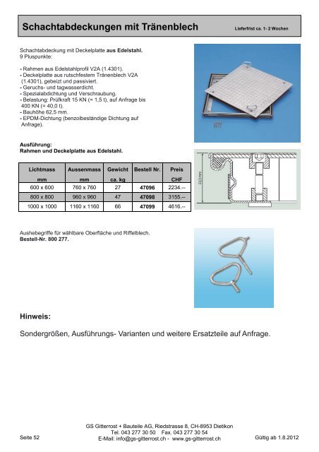 Preisliste 2012