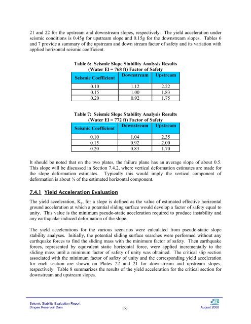 Dingee Reservoir Final Seismic Report - East Bay Municipal Utility ...