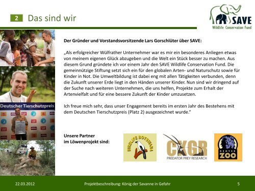 KÃ¶nig der Savanne in Gefahr! - SAVE Wildlife Conservation Fund