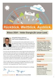 Rückblick. Weitblick. Ausblick. Bilanz 2014 – Voller Energie für unser Land.