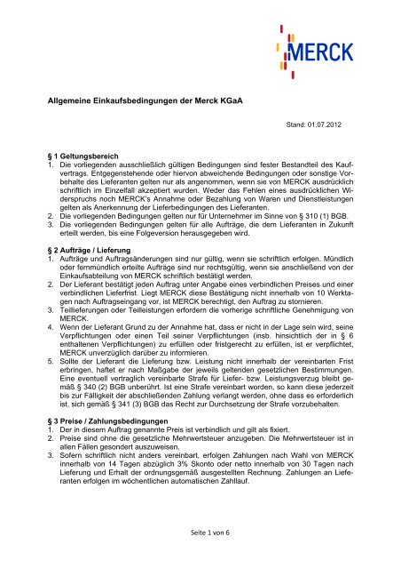 AGB Einkaufsbedingungen: deutsch - Merck KGaA