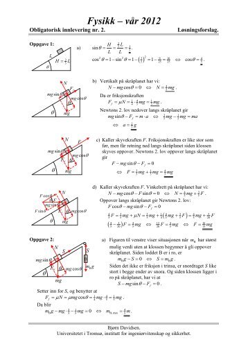 Fysikk â vÃ¥r 2012 - Universitetet i TromsÃ¸