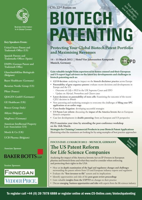 The US Patent Reform for Life Science Companies - C5
