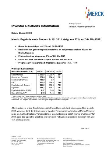 Investor Relations Information - Merck KGaA