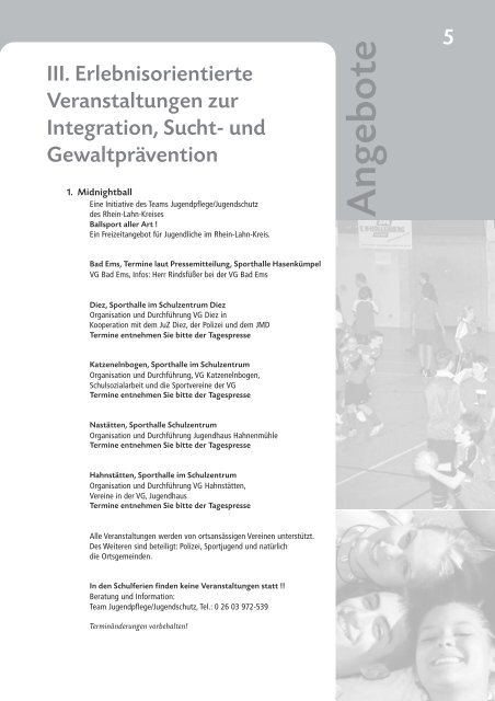 Programm Jugendpflege - Rhein-Lahn-Info