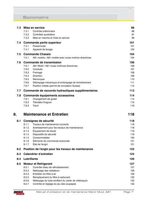 Maintenance et Entretien