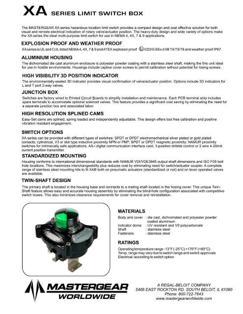 xa series limit switch box - Mastergear Worldwide