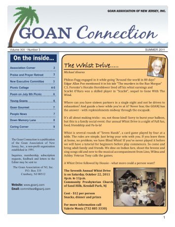 On the inside... The Whist Drive..... - Goan Association of New Jersey