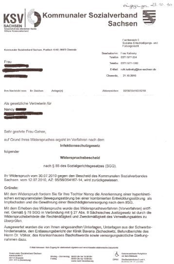 Widerspruchsbescheid des Kommunalen Sozialverband Sachsen ...