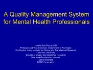 A Quality Management System for Mental Health Professionals