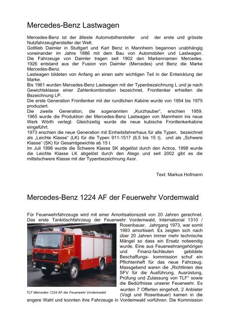 Informationen zu diesem Fahrzeug - Feuerwehr Vordemwald