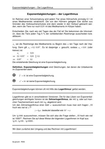 Exponentialgleichungen - Der Logarithmus