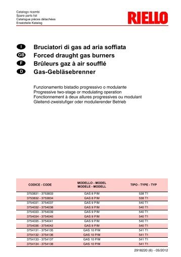 Bruciatori di gas ad aria soffiata Forced draught gas ... - Riello Burners