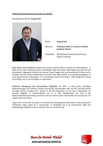 Steckbrief August Karl - SPD Oestrich-Winkel