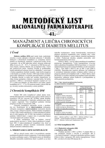 manaÅ¾ment a lieÄba chronickÃ½ch komplikÃ¡ciÃ­ diabetes mellitus