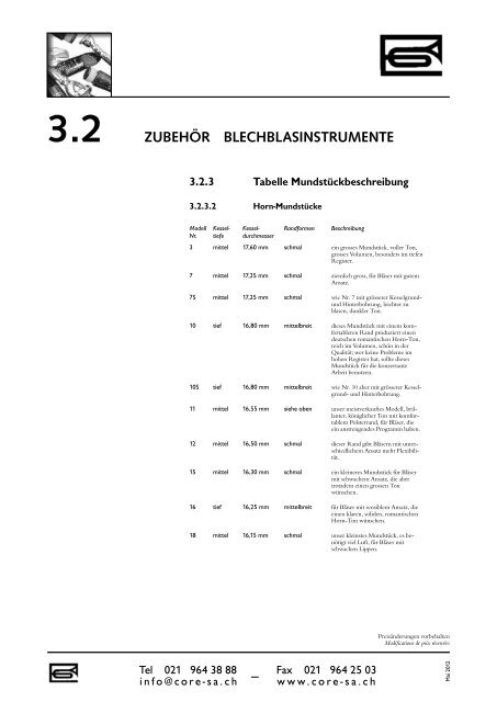 3.2 ZUBEHÃ–R BLECHBLASINSTRUMENTE