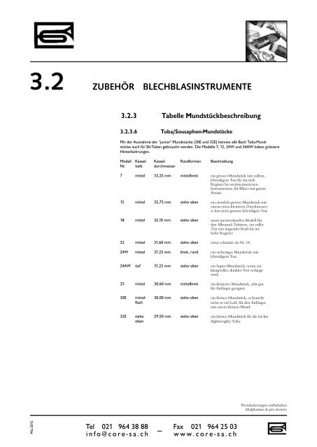 3.2 ZUBEHÃ–R BLECHBLASINSTRUMENTE