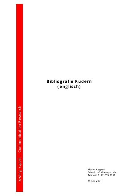 Bibliografie Rudern englisch - rowing-xpert