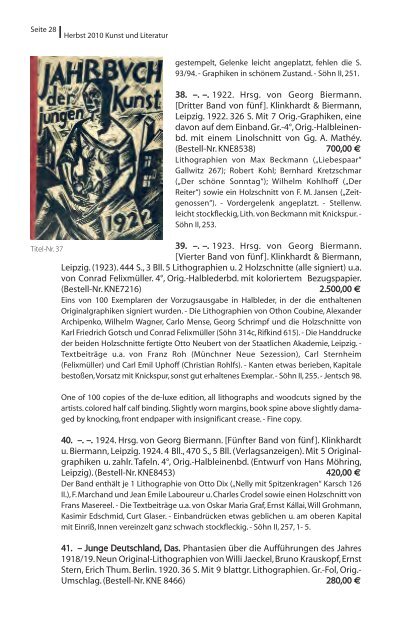 ROTES ANTIQUARIAT Katalog Herbst 2010 Kunst und Literatur