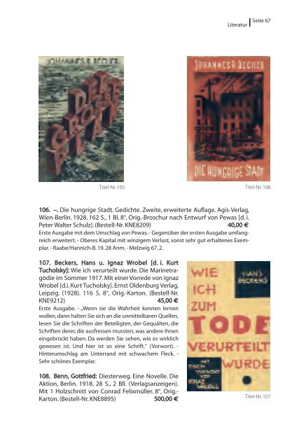 ROTES ANTIQUARIAT Katalog Herbst 2010 Kunst und Literatur