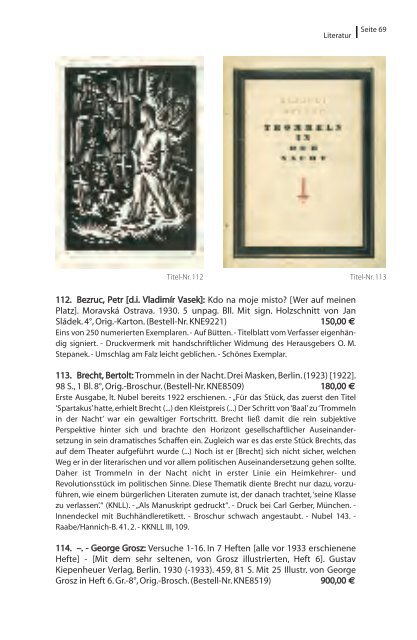 ROTES ANTIQUARIAT Katalog Herbst 2010 Kunst und Literatur