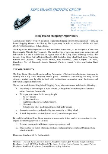 KING ISLAND SHIPPING GROUP - King Island Council