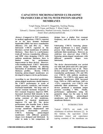 (cmuts) with piston-shaped membranes - Khuri-Yakub Ultrasonics ...