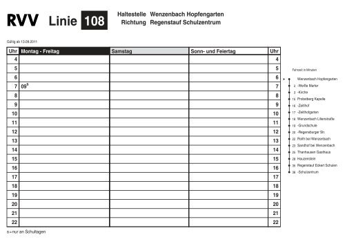 Linie 108 Haltestelle Richtung Wenzenbach Hopfengarten Regenstauf