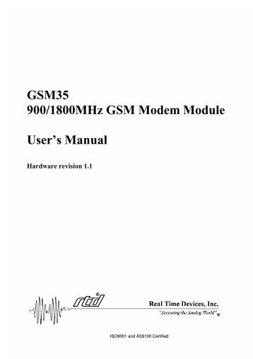 GSM35 900/1800MHz GSM Modem Module User's Manual