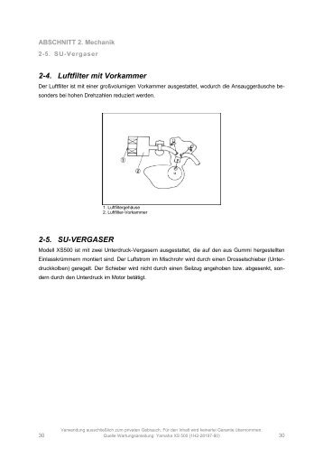 3-1.Motor Ã¢Â€Â“ PrÃƒÂ¼fungen und Einstellungen - XS 500