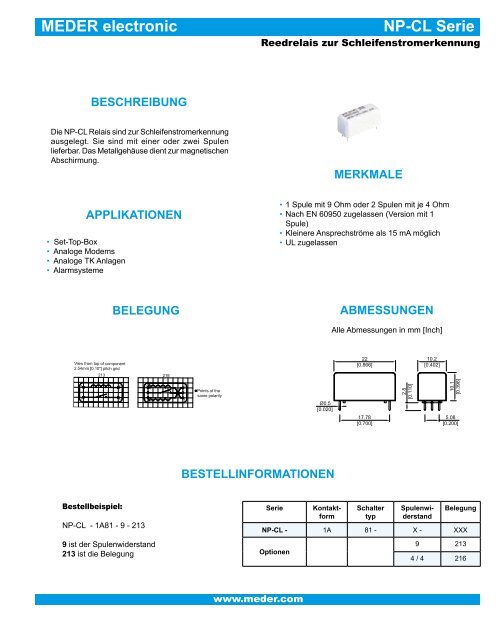 MEDER electronic NP-CL Serie