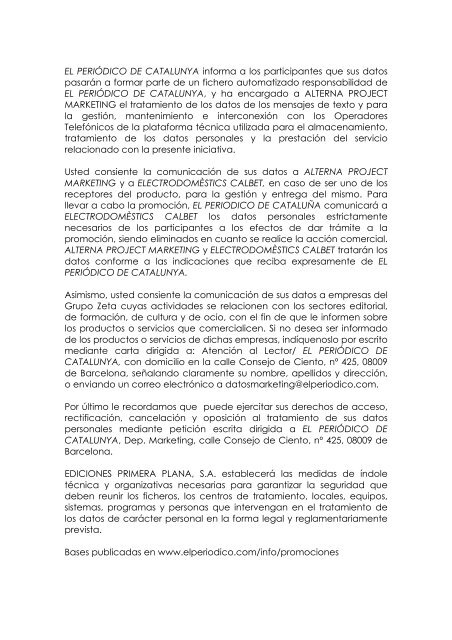 25/05/2011 Bases de la promoción 1. EL PERIÓDICO DE ...