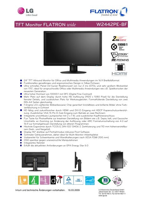 TFT Monitor FLATRON wide W2442PE-BF