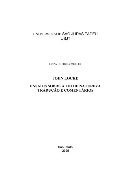 john locke ensaios sobre a lei de natureza traduÃ§Ã£o e comentÃ¡rios