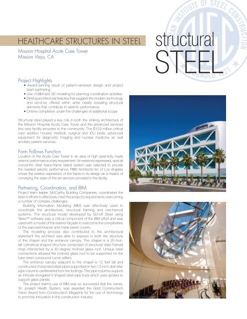 Form Follows Function at Mission Hospital Acute Care Tower - AISC