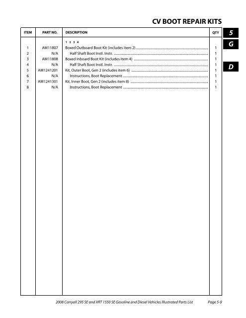 2008 Carryall 295 SE and XRT 1550 SE Illustrated Parts ... - Mobilicab