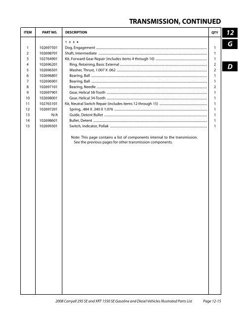 2008 Carryall 295 SE and XRT 1550 SE Illustrated Parts ... - Mobilicab