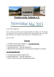 Vereinsnewsletter Mai 2011 - Tennisverein Ankum e.V.