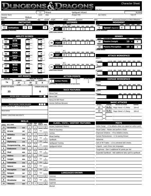 D&d monster character sheet - mulito