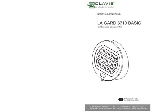 LA GARD 3710 Basic elektronische Eingabeeinheit ... - Tresore.eu