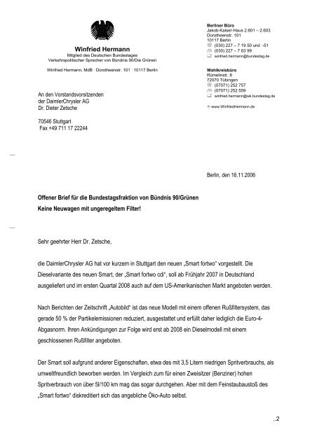 MdB-Brief Adressen oben Funktion Arial.dot - Winfried Hermann