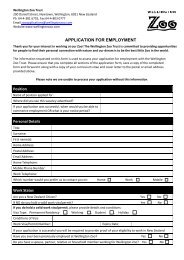 Application Form - Wellington Zoo