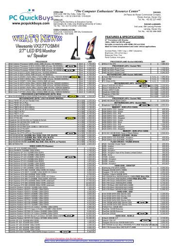 Download PC Quickbuys Pricelist - March 2013 - AffordableCebu