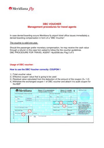 DBC VOUCHER Management procedures for travel ... - Meridiana